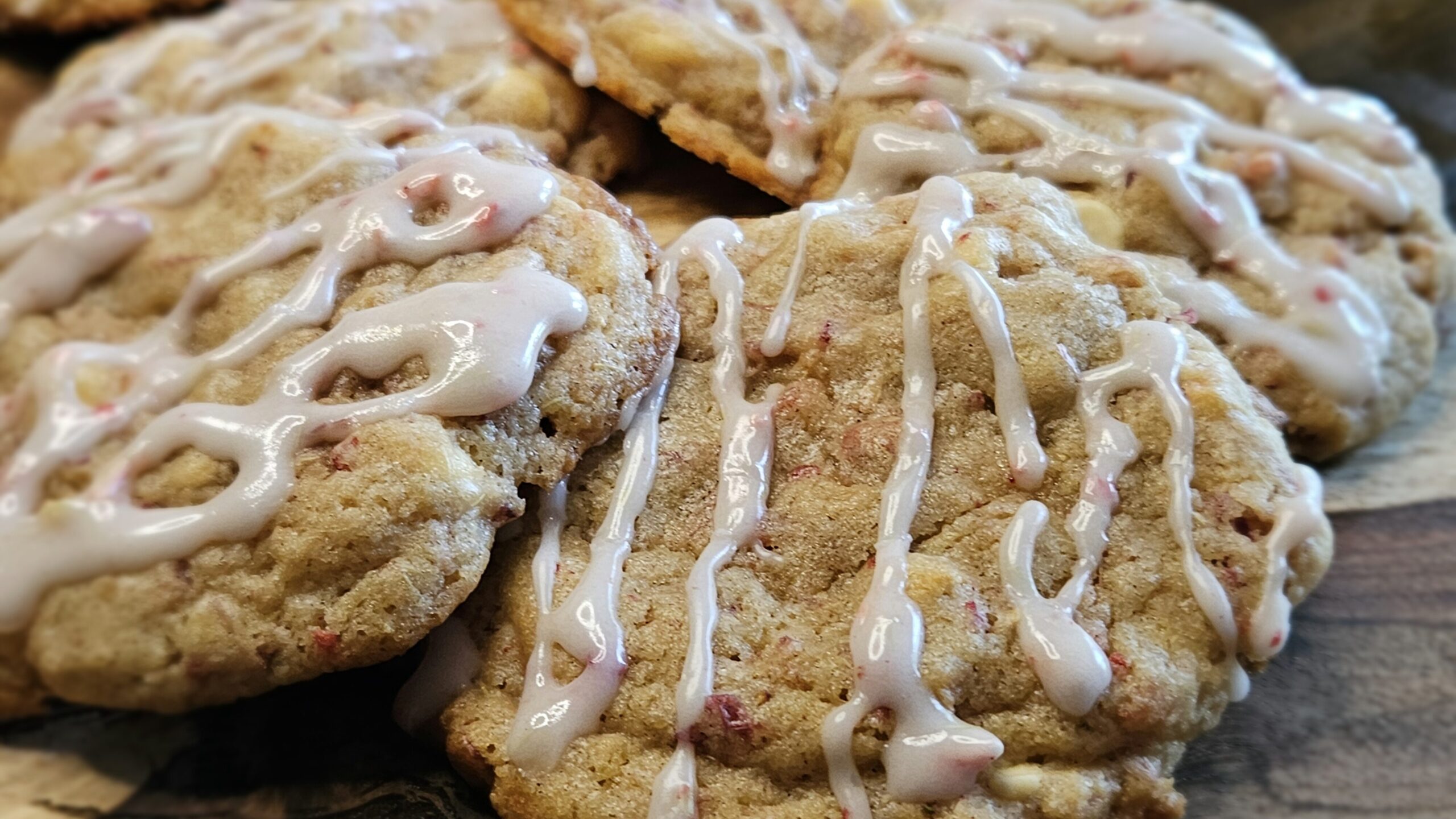 Strawberry Rhubarb White Chocolate Cookies